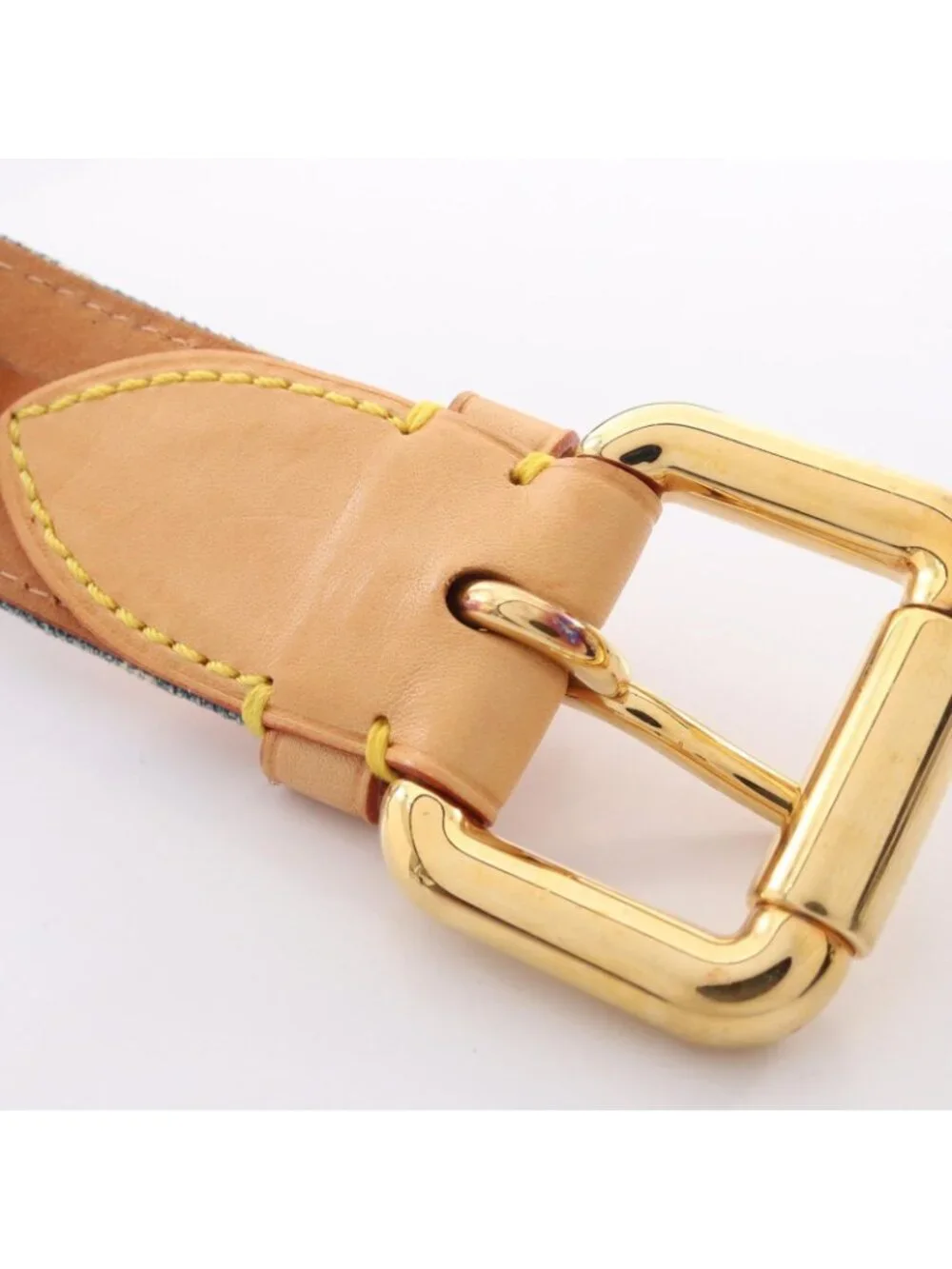 Louis Vuitton Belt Ceinture Monogram Denim Gold